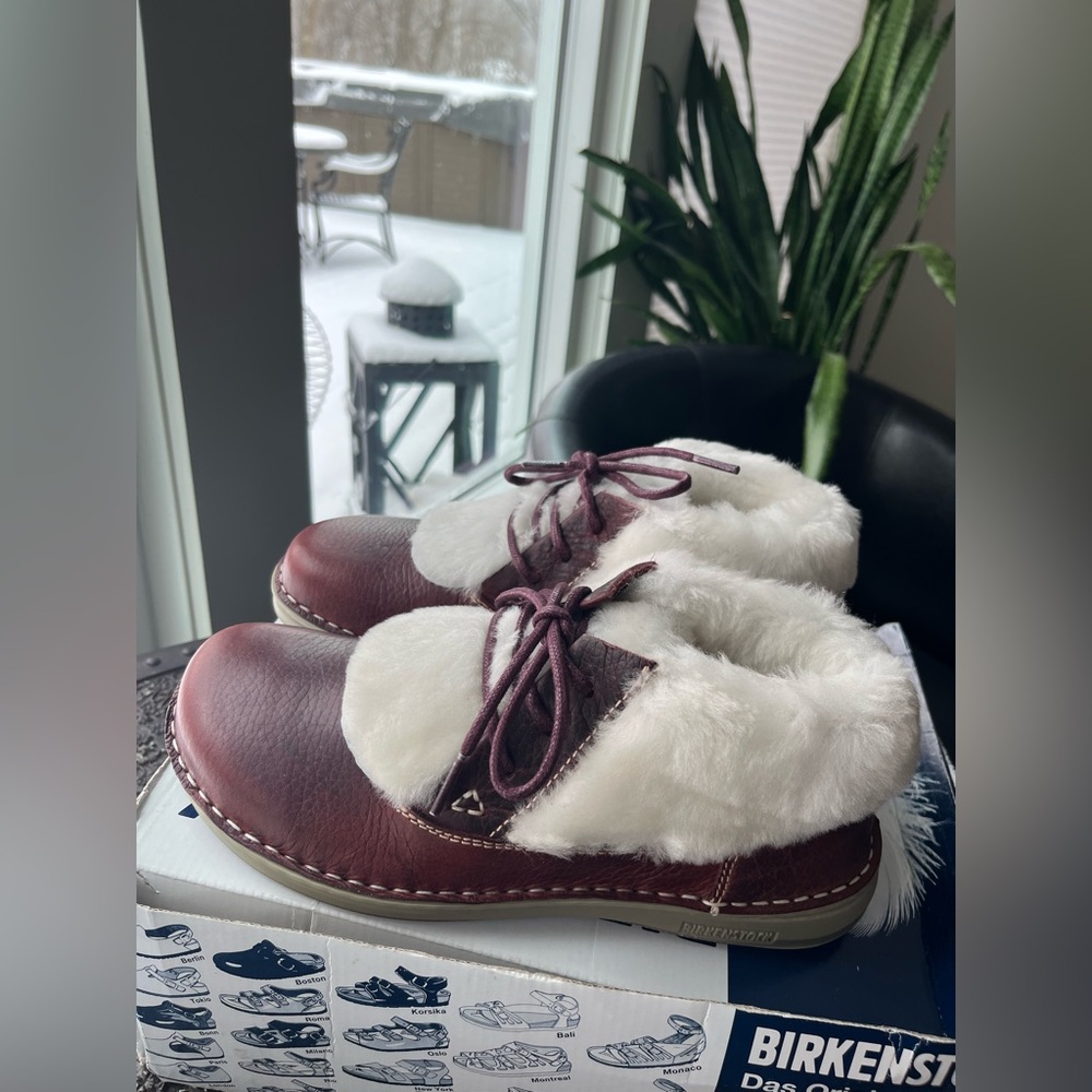 BIRKENSTOCK MEMPHIS CHESTNUT SHEARLING BOOTS 37 6